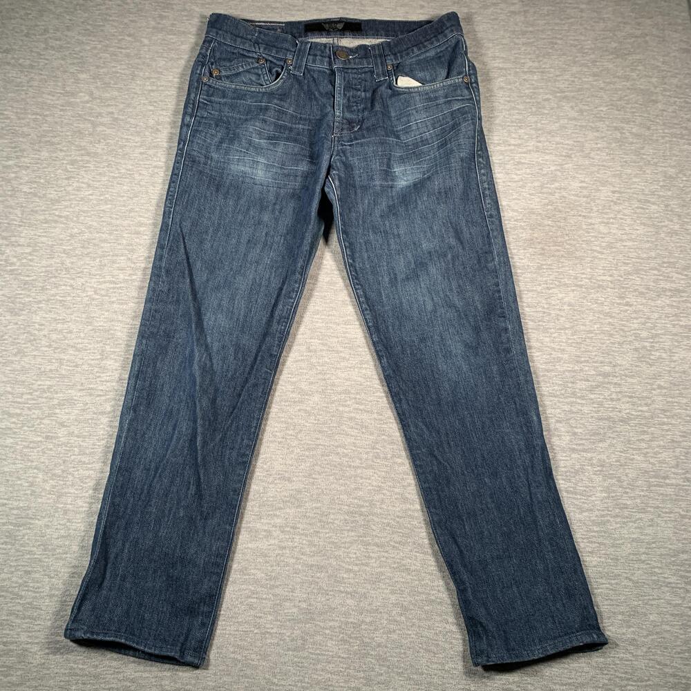 Rock & Republic Jeans Mens 32 Blue Straight Leg Flap Pockets Signature R Denim
